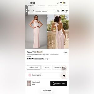 IN SEARCH OF Azazie Blushing Pink Stretch Satin dress in either of these styles